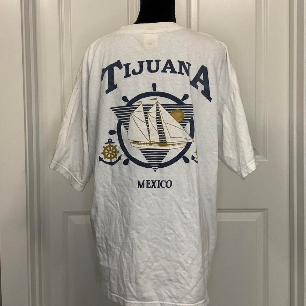Vintage Tijuana Mexico Sailboat T Shirt | 90s Souvenir Graphic Tee XL